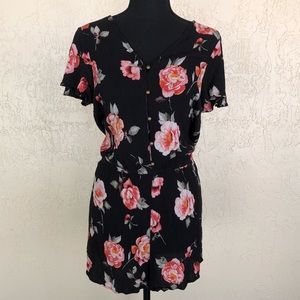 Xhilaration Floral Button Down Romper Size M